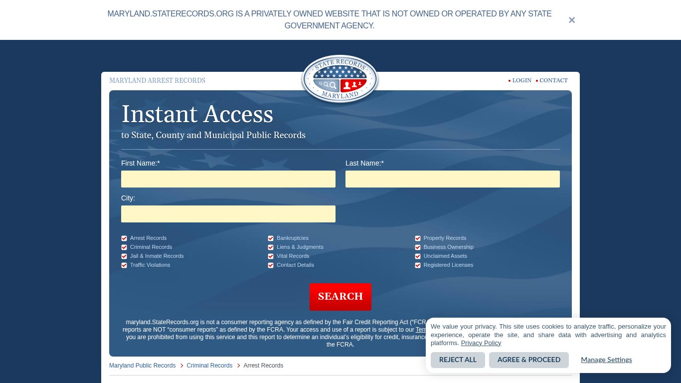 Maryland Arrest Records | StateRecords.org